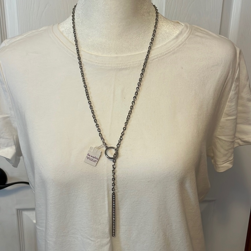 Lia Sophia Silver Lariat Style Necklace